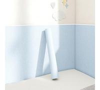 STCERY Papier Peint Isolant Thermique, Autocollant Mural, Mousse XPE De 5 Mm D'épaisseur À Texture Lin, L'isolation Et La Décoration, pour Divers Types De Murs(Blue,10m/393.7in)