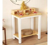 STCERY Table D'autel De Méditation À Structure Métallique, Support De Puja Et De Prière avec Espace De Rangement, Présentoir pour Salons, Sanctuaires Et Temples(Wood 2,100cm/39.4in)