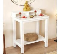 STCERY Table D'autel De Méditation À Structure Métallique, Support De Puja Et De Prière avec Espace De Rangement, Présentoir pour Salons, Sanctuaires Et Temples(White 2,50cm/19.7in)