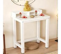 STCERY Table D'autel De Méditation À Structure Métallique, Support De Puja Et De Prière avec Espace De Rangement, Présentoir pour Salons, Sanctuaires Et Temples(White 1,50cm/19.7in)