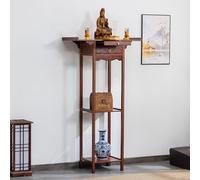 STCERY Table D'autel De Sanctuaire Personnel avec Rangement, Autel De Méditation en Bambou, Armoire Chinoise, Table D'offrande, pour Salon, Chambre, Bureau(66cm/26in)