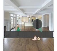 Stcockis Barrière rétractable renforcée de 495 cm pour bébé avec tiges de Soutien - Empêche de Ramper sous - Clôture rétractable extérieure de 4,9 m de Large - Barrière rétractable pour intérieur et