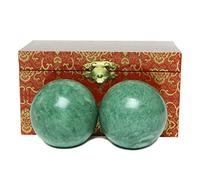 STCREE Balles de handball chinoises en marbre massif de 5 cm, pour massage, stress, santé, méditation, pour thérapie des mains, vert foncé, sans carillon TQGJST16