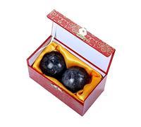 STCREE TQGJST10 Balles chinoises en marbre de 3,5 cm - Noir et gris - Pour la méditation et le fitness - Pour thérapie des mains - Gris foncé - Sans carillon