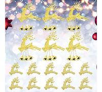 STCRERAG 16 PCS Suspendue Cloche de Wapiti en PVC 12,5*20 cm 6 * 6,5 cm Elan de Noël avec Cloche Anti-fracture Ornement de Cloche de Noël Tridimensionnel pour Maison Cheminée Fenêtre Arbre Pendentif