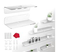 STCRERAG 2 PCS Etageres Flottantes Transparente Étagère Murale Flottante en Acrylique avec Vis Crochets Muraux Autocollant Double Face Étagères à Livres pour Livres, Cadres, Plantes en Pot, Figurines