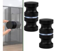 STCRERAG 2 PCS Paires de Poignées de Porte de Douche rondes, Bouton de Porte de Salle de Bains en Métal, Bouton de Porte de Douche de Porte Verre pour Armoire, Penderie, Salle de Bain, Bureau (Noir)