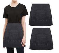 STCRERAG 2 PCS Tablier de Serveuse en Polyester Antiarrachement Tablier de Serveur Unisexe Durable Tablier Unisexe Taille Court Souple avec 2 Poches pour Cuisiner Bistro Restaurant Maison Café