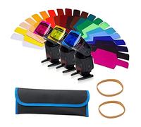 STCRERAG 20 PCS Filtres de Couleur en Plastique 15 * 6cm Filtre de Correction Transparent Feuilles de Couleur Éclairage Antidéformation avec Élastiques et Porte Cartes pour Photo Flash Studio