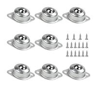 STCRERAG 8 PCS Transfert à Billes Roulettes en Acier au Carbone Ransfert à Rouleaux Unités Transfert à Billes Rotation à 360 Degrés avec M4*16mm Vis pour Canapés Vitrines Chariots Etagères Scooters
