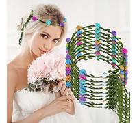 STCRERAG 9 PCS Couronne Fleurs Cheveux en Papier et Tissu 18cm Bohême Floral Couronne Multicolore Floral Couronne Bandeau Ajustable Anti-décoloration pour Mariage Photographie Fête Anniversaire