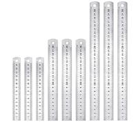 STCRERAG 9 PCS Règle en Acier Inoxydable 15cm 20cm 30cm Règle Metallique Taille Double Face Regle Menuisier Antirouille Durable pour Etudiants Ingénieurs Architectes Enseignants Designers Bureau