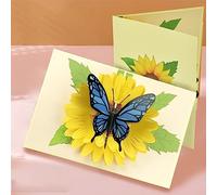 STCRERAG Carte de Vœux en 3D avec Enveloppes Carte Pop Up Fleurs Tournesol et Papillon Carte Anniversaire Femme Fille Carte de vœux Forale pour Fete des Pères Mères Saint Valentin Mariages