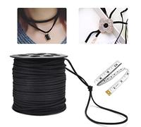 STCRERAG Cuir Suédine Cordon 90m Rouleau Cordon Portable Cordon de Cirée Coton Fil Tressé Découpable avec Règle Souple pour Emballage Cadeaux Perles Bijoux Collier Bracelet Attrape-Rêves - Noir