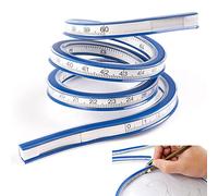 STCRERAG Regle Flexible en PVC + Métal 60cm Règle Courbe Cintrable Clairement Flexible Curve Règle Deux Escalader Portable pour Bureau Ecole Studio Dessin Technique Vêtement Menuiserie - Bleu