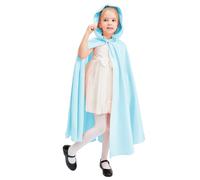 STDNERY Cape À Capuche for Filles Manteau Poncho en Satin for Enfants for Demoiselle d'honneur Halloween Noël Princesse Père Noël Déguisement Cosplay(Elsa Blue,M)
