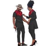 stdpcxz Vêtements De Couple Africain Tenues De Survêtement Ensemble De Chemises Longues Et De Pantalons Dashiki Traditionnel Imprimé Ensemble De Vêtements Pour Mariage 2,L