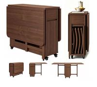 STDZQCWY Ensemble Table Et Chaises De Salle À Manger Pliantes Et Extensibles De 1,3 M, avec Tiroir De Rangement, roulettes Verrouillables Et 4 Chaises Pliantes en Bois Dhévéa, Bureau Multifonction