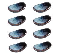 STE-CER Lot de 8 supports de baguettes japonais en céramique, support pour cuillère, couteau et fourchette (bleu étoilé)