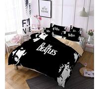 Ste-X Ensemble De 3 Housses De Couette à Longues Fibres 60, Les Beatles en Pur Coton Et en Satin Assortis (200 x 200 cm,Musique 02)