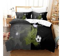 Ste-X Ensemble De Housse De Couette Antimite Et Respirant 3 Pièces Ensemble De Literie Blue Lock Qualité Hôtelière avec 2 Taies d'oreiller (220 x 240 cm,Blue Lock 02)