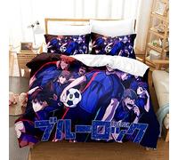 Ste-X Ensemble De Housse De Couette Antimite Et Respirant 3 Pièces Ensemble De Literie Blue Lock Qualité Hôtelière avec 2 Taies d'oreiller (220 x 240 cm,Blue Lock 04)