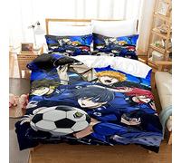 Ste-X Ensemble De Housse De Couette Blue Lock 100% Coton à Fibres Longues, Ensemble De Literie Respirant, Housse De Couette Légère avec Fermeture à Bouton Caché (200 x 200 cm,Serrure Bleu 02)