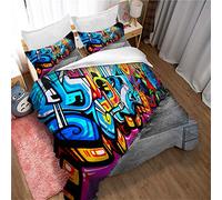 Ste-X Ensemble De Housse De Couette Graffiti 3D - Ensemble De Literie en Poly Coton Teint Uni avec Taies d'oreiller Assorties - Facile d'entretien Lavable en Machine (200 x 200 cm,Style 03)