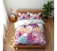 Ste-X Ensemble De Literie Oshi No KO en Coton Ultra-Doux 210 Fils Au Pouce Carré Housse De Couette Respirante Et Anti-acariens (140x200cm,Oshi 01)
