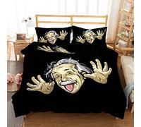 Ste-X Ensemble De Literie Scientifique Einstein Housse De Couette Taie d'oreiller, 3 Pièces Décoration De La Maison Housse De Couette avec Fermeture éclair Microfibre Polyester (200 x 200 cm,E)