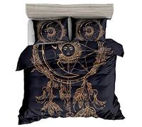 Ste-X Ensembles De Literie, Microfibre Molle élégante Et Légère Motif Or Bohème Impression Numérique Ensemble Zipper Taie d'oreiller Protège Les Housses De Couette (220x240cm,Capteur de rêves)