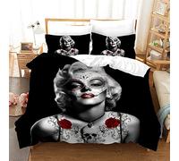 Ste-X Housse De Couette Marilyn Monroe Model Modèle D'acteur Taie d'oreiller Literie Anti-acariens Doux 15% Coton + 85% Microfibre (200x200cm(1.5M/1.8MBed),Style 02)