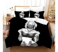 Ste-X Housse De Couette Marilyn Monroe Model Modèle D'acteur Taie d'oreiller Literie Anti-acariens Doux 15% Coton + 85% Microfibre (220x240cm(1.8M/2MBed),Style 04)