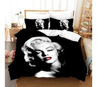 Ste-X Housse De Couette Marilyn Monroe Model Modèle D'acteur Taie d'oreiller Literie Anti-acariens Doux 15% Coton + 85% Microfibre (220x240cm(1.8M/2MBed),Style 01)