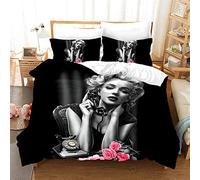 Ste-X Housse De Couette Marilyn Monroe Model Modèle D'acteur Taie d'oreiller Literie Anti-acariens Doux 15% Coton + 85% Microfibre (220x240cm(1.8M/2MBed),Style 03)