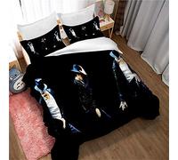 Ste-X Housse De Couette Michael Jackson Et 2 Taies d'oreiller, Literie Housse De Couette pour Enfants, Anti-acariens, avec Fermeture à Glissière pour Un Remplacement Facile (140 x 200 cm,Style 01)