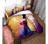 Ste-X Housse De Couette Michael Jackson Et 2 Taies d'oreiller, Literie Housse De Couette pour Enfants, Anti-acariens, avec Fermeture à Glissière pour Un Remplacement Facile (140 x 200 cm,Style 06)