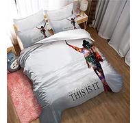 Ste-X Housse De Couette Michael Jackson Et 2 Taies d'oreiller, Literie Housse De Couette pour Enfants, Anti-acariens, avec Fermeture à Glissière pour Un Remplacement Facile (140 x 200 cm,Style 04)