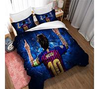 Ste-X Linge De Lit Housse De Couette Lionel Messi Impression Jeunes Filles Enfants 2 Taies d'oreiller Fermeture éclair Cachée (140 x 200 cm,Style 02)