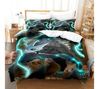 Ste-X Parure De Lit Kaiju No. 8, Housse De Couette Et Taie d'oreiller, Anti-Allergique, Antibactérien, Brossé, Doux Au Toucher, Parure De Lit (Kaiju 05,140 x 200 cm)