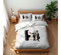 Ste-X Parure De Lit Minimaliste Moderne Inspirée De Pulp Fiction en Coton Riche 210 Fils/cm² avec Taies d'oreiller 50 X 75 Cm (200x200cm,Motif 01)