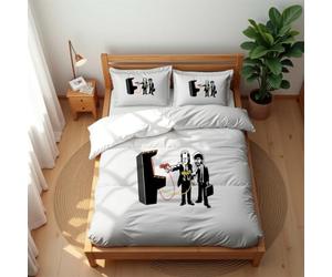Ste-X Parure De Lit Minimaliste Moderne Inspirée De Pulp Fiction en Coton Riche 210 Fils/cm² avec Taies d'oreiller 50 X 75 Cm (140x200cm,Motif 01)