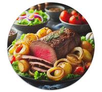 Steak 1000 Pièce Jigsaw Puzzles Jeux ÉduChatifs Soulageur De Stress Jigsaw Rond Jeu De Défi Unique pour Cadeaux De Voyage, Présent 1000pcs (67.5x67.5cm)