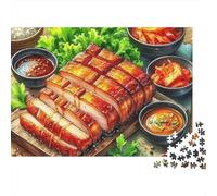 Steak 1000 pièces Puzzle Cadeau Adultes BBQ Coréen Assiette Accompagnements Premium Épais Robuste Haute Qualité Défi Difficile Anti-Stress 52x38cm/1000pcs