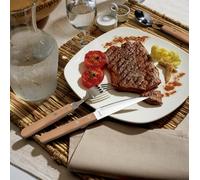 Steak Pizza - Set De 6 Couteaux Et 6 Fourchettes - Bois