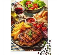 Steak Salad Bread 1000pcs pour Famille Mini Puzzle Planche Recy 70x50cm Carton Décor De Salon Découpe Précise Cadeau D'anniversaire Relaxation