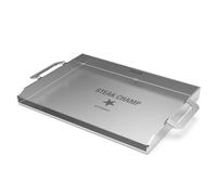 Steakchamp Plancha, 4,2 kg : Plaque de Cuisson pour Barbecue au Charbon et au gaz, en Acier Inoxydable, avec poignées Pratiques et Face Avant inclinée