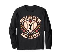 Stealing Bases and Hearts Jeux de Mots de Baseball - Manche Longue
