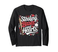 Stealing Bases and Hearts Jeux de Mots de Baseball - Manche Longue