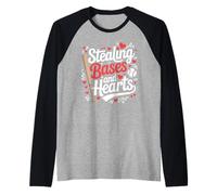 Stealing Bases and Hearts Jeux de Mots de Baseball - Manche Raglan